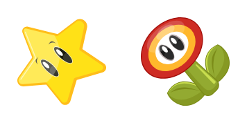 Super Star and Fire Flower cute cursor