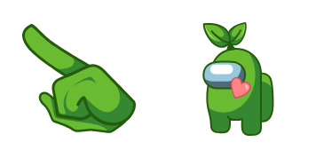 Among Us Green Character With Green Leaf cute cursor