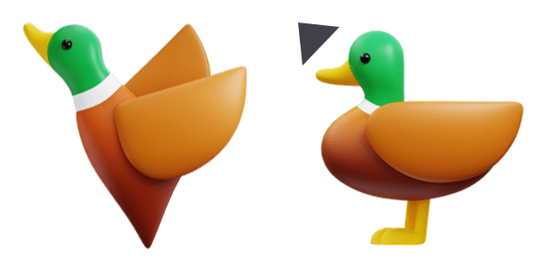 Flying Duck 3D Emoji cute cursor