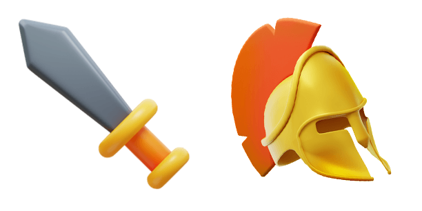 Warrior Sword And Helmet 3D Emoji cute cursor