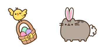 Easter Bunny Pusheen & Chick cute cursor