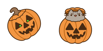 Halloween Pusheen & Jack O’Lantern cute cursor