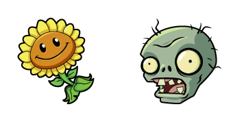 Plants vs. Zombies Sunflower & Zombie cute cursor