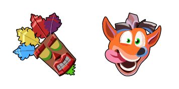 Crash Bandicoot & Aku Aku Mask cute cursor