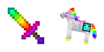 Minecraft Rainbow Sword & Horse cute cursor