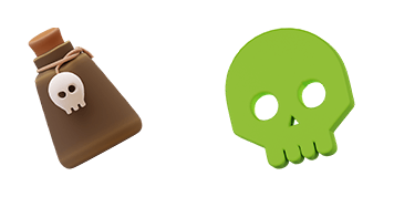 Halloween Poison & Green Skull 3D