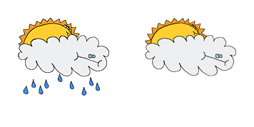 Funny Sun & Rain Cloud Animated