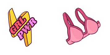 Girl Power & Pink Bra Animated cute cursor