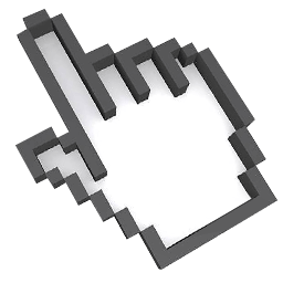 3D White Pixel Classic hand cursor