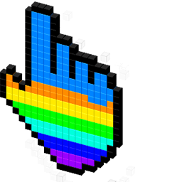 Rainbow Pixel Classic hand cursor