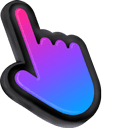 3D Blue & Pink Black Stroke Mac hand cursor