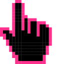 Black & Colorful Stroke Pixel Animated hand cursor