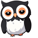 Black & White Owl Animated hand cursor