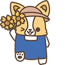 Cute Corgi Dog with Flowers Animated arrow cursor