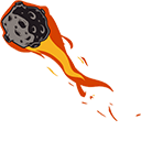 Flying Meteorite on Fire Animated arrow cursor