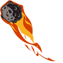 Flying Meteorite on Fire Animated hand cursor