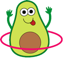 Funny Avocado with Hula Hoop Animated hand cursor