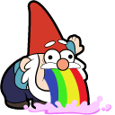 Gravity Falls Shmebulock & Gnome Throwing Up Rainbow hand cursor