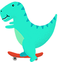 Green Dinosaur on Skateboard Animated arrow cursor