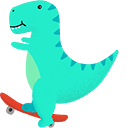 Green Dinosaur on Skateboard Animated hand cursor