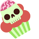 Halloween Skull Stick & Cake Animated hand cursor