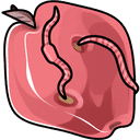 Halloween Worm & Apple Animated hand cursor