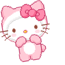 Hello Kitty & Hearts Pixel Animated hand cursor