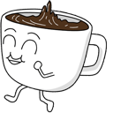 Jumping Cup of Coffee Animated hand cursor