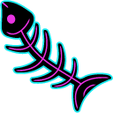 Neon Fish Skeleton & Cat Animated arrow cursor