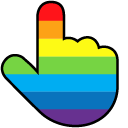 Rainbow Animated hand cursor