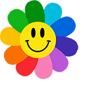 Rainbow Flower Smiley Face Animated arrow cursor