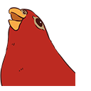 Red Bird Laughing Then Staring Meme Animated arrow cursor