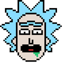 Rick and Morty Rick Head Pixel Animated hand cursor