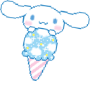 Sanrio Cinnamoroll & Ice Cream Pixel Animated hand cursor