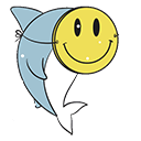 Shark with Smiley Face Mask Animated arrow cursor