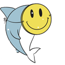 Shark with Smiley Face Mask Animated hand cursor