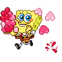 SpongeBob Throws Love Hearts Pixel Animated arrow cursor