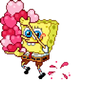 SpongeBob Throws Love Hearts Pixel Animated hand cursor