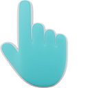 Turquoise 3D hand cursor