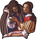 Vermeer Girl with a Pearl & Girl with a Wineglass hand cursor