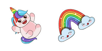 Kawaii: Unicorn and Rainbow Pakiet kursorów