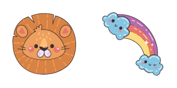 Kawaii Lion and Rainbow Cursor Pack