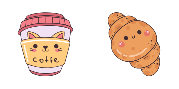 Kawaii Coffee and Croissant курсор пак