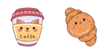 Kawaii Coffee and Croissant cute cursor