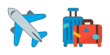 Airplane and suitcases cute cursor
