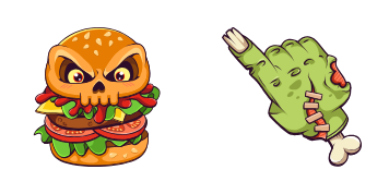 Burger Skull and Zombie Hand cute cursor
