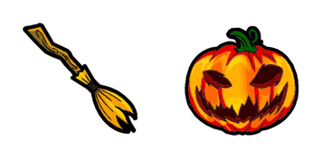 حزمة كروس Halloween broom and pumpkin