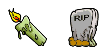Halloween candle and grave cute cursor