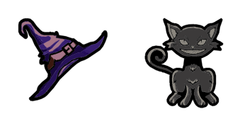 Halloween hat and black cat Cursor Pack