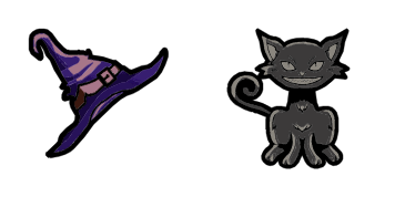 Halloween hat and black cat cute cursor